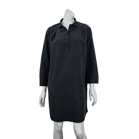 POMANDER Place Tuckernuck Women's 1/2 button short dress in black cotton size XL - Picture 1 of 10